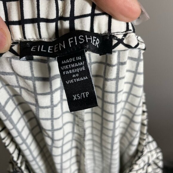 Eileen Fisher Textured Crepe Grid Slouchy Pant size XS - Picture 5 of 11
